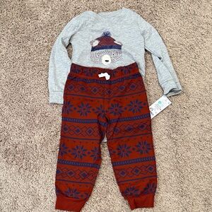 Carter's Gray and Rust Patterned Kids Jogger Set